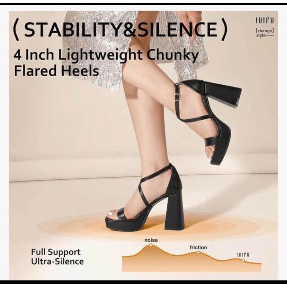 T10  MAX IDIFU 4 inch Platform Heels for Womens Sandals Chunky High Heels